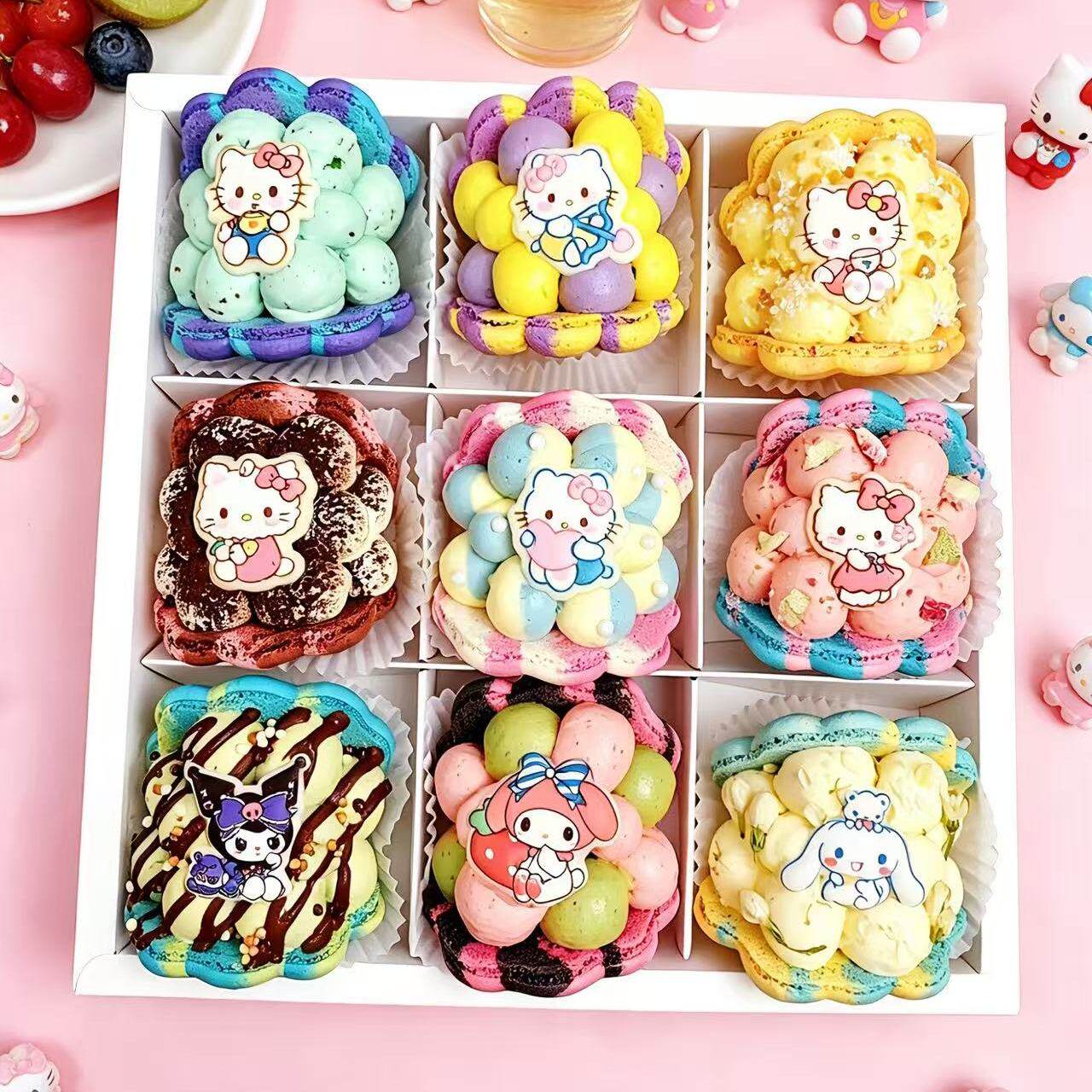 韩式三丽鸥贝壳胖胖马卡龙甜品卡通甜点水果生日蛋糕饼干礼物礼盒