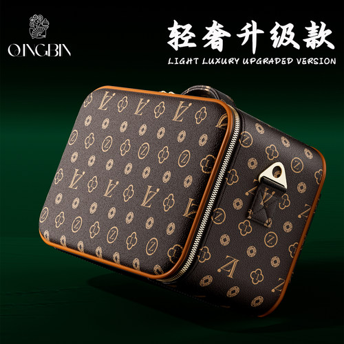 高端防水带镜子化妆箱女分区手提