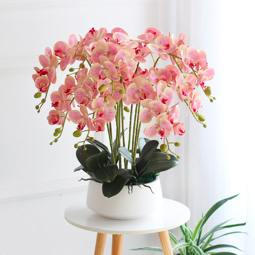 高品质大盆蝴蝶兰仿真花套装酒店大堂摆设客厅装饰公司前台摆花