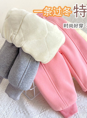 女宝宝夹棉加厚加绒保暖卫裤男孩棉裤冬季男童冬裤儿童运动保暖裤