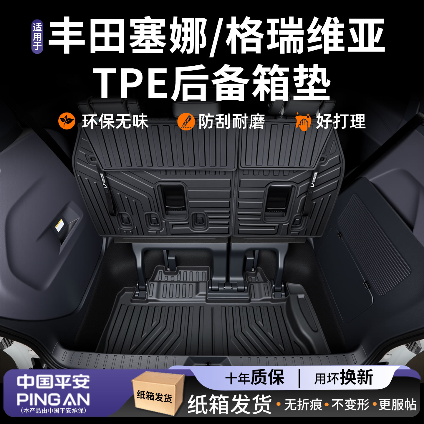 适用2027款丰田赛那/格瑞维亚后备箱垫TPE汽车用品大全改装配件26