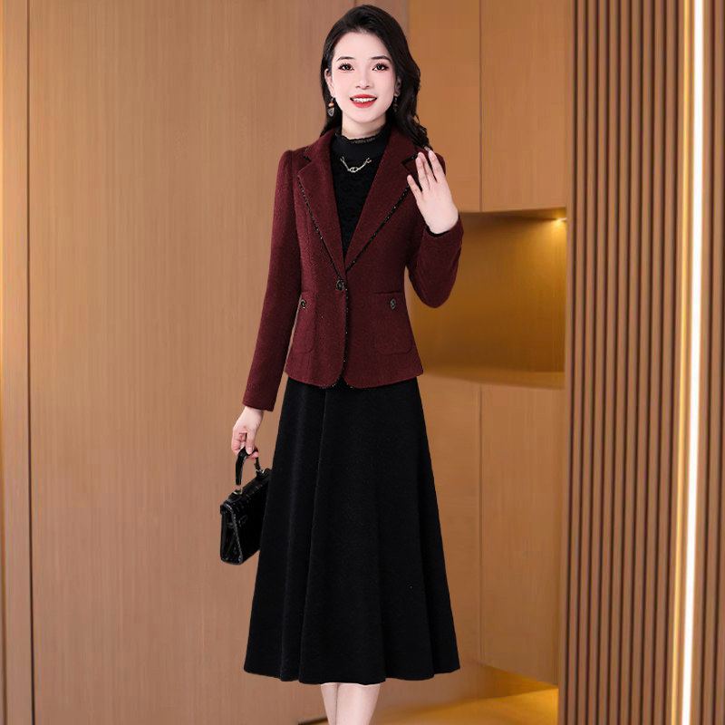 小香风两件套装连衣裙爆款春秋喜婆婆喜妈妈婚宴婚礼服高端高级感