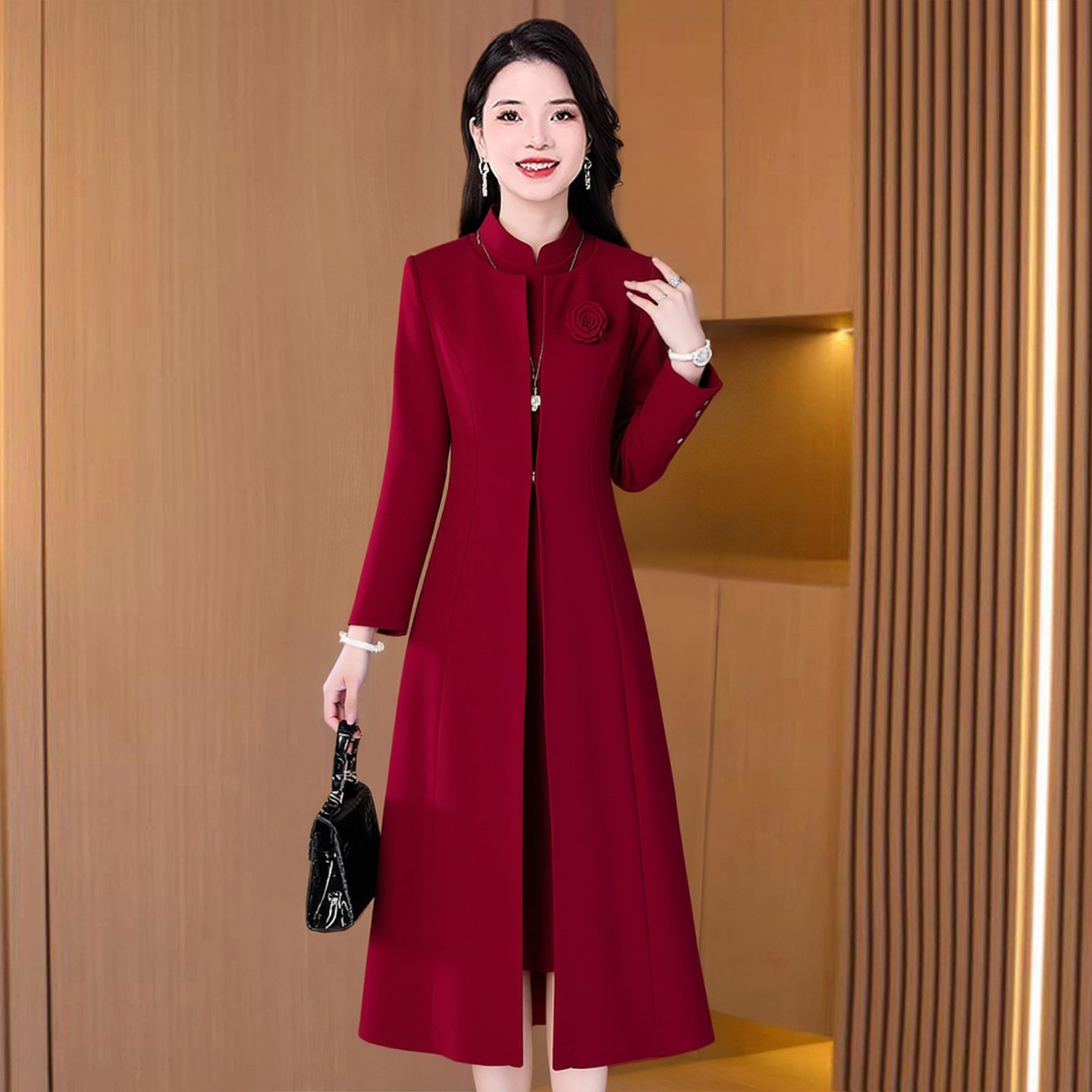 喜婆婆婚宴装连衣裙女喜妈妈结婚礼服日常可穿两件套装轻奢高级感