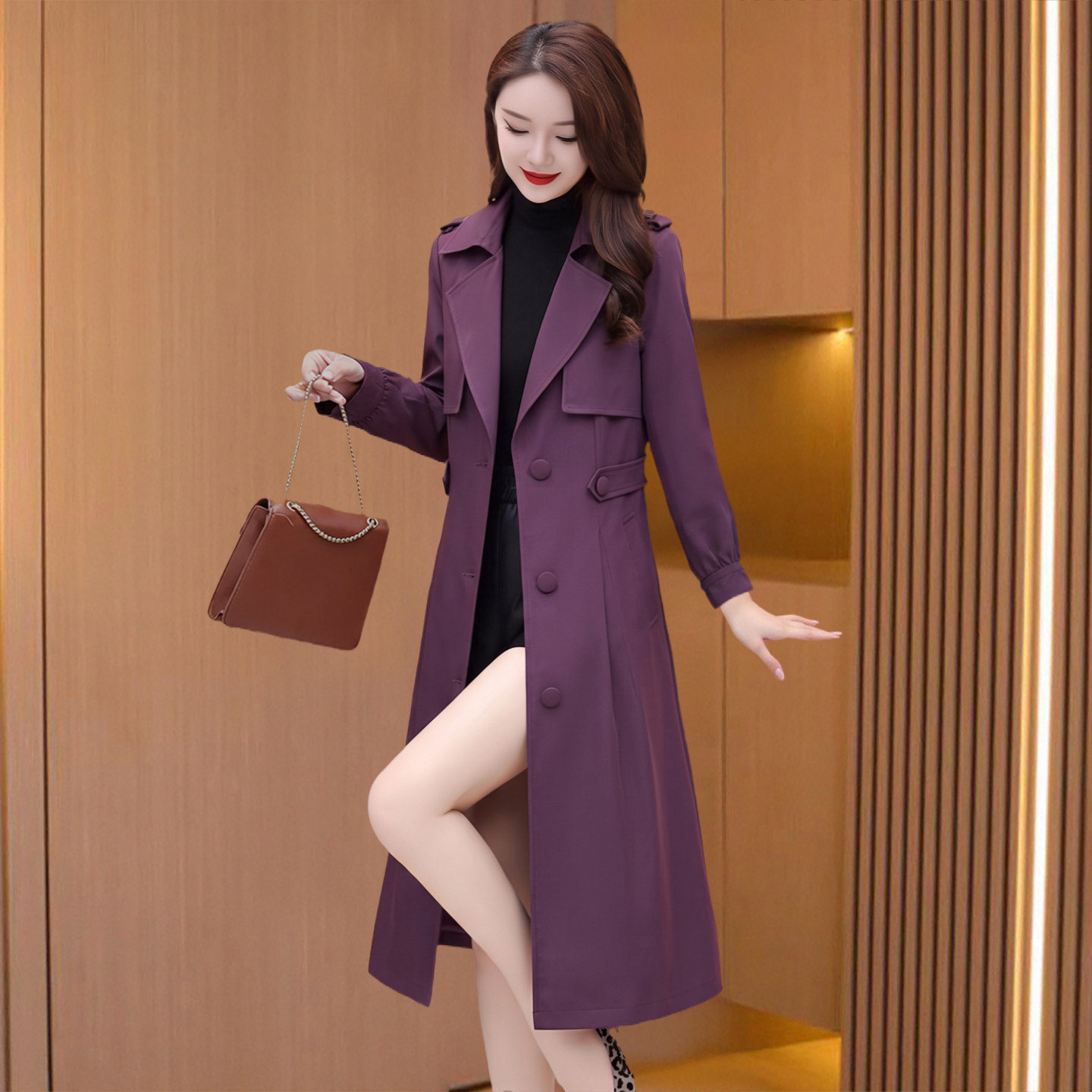 杭州意法高端风衣外套女春秋中长款气质高端妈妈大衣今年流行爆款