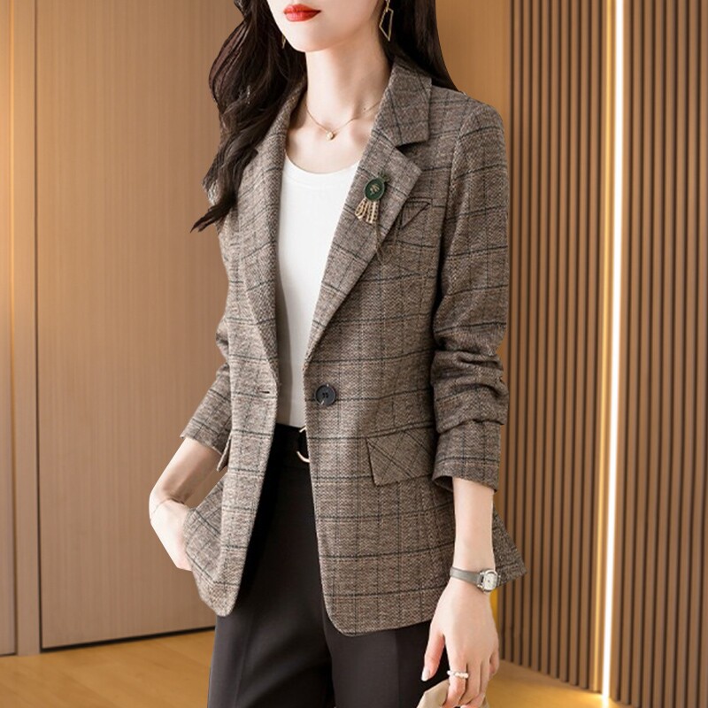 格子小西装外套女士春秋2026新款休闲高端西服贵夫人品牌香风上衣