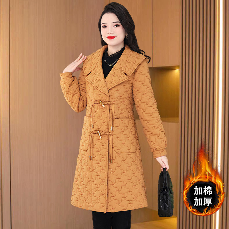 晋江新中式国风棉服女秋冬中长款小香风中款高端品牌今年爆款外套