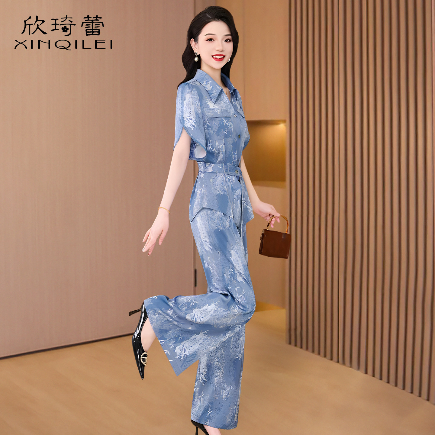 高端冰丝国风两件套装夏爆款高级感妈妈减龄巨好看杭州贵夫人品牌