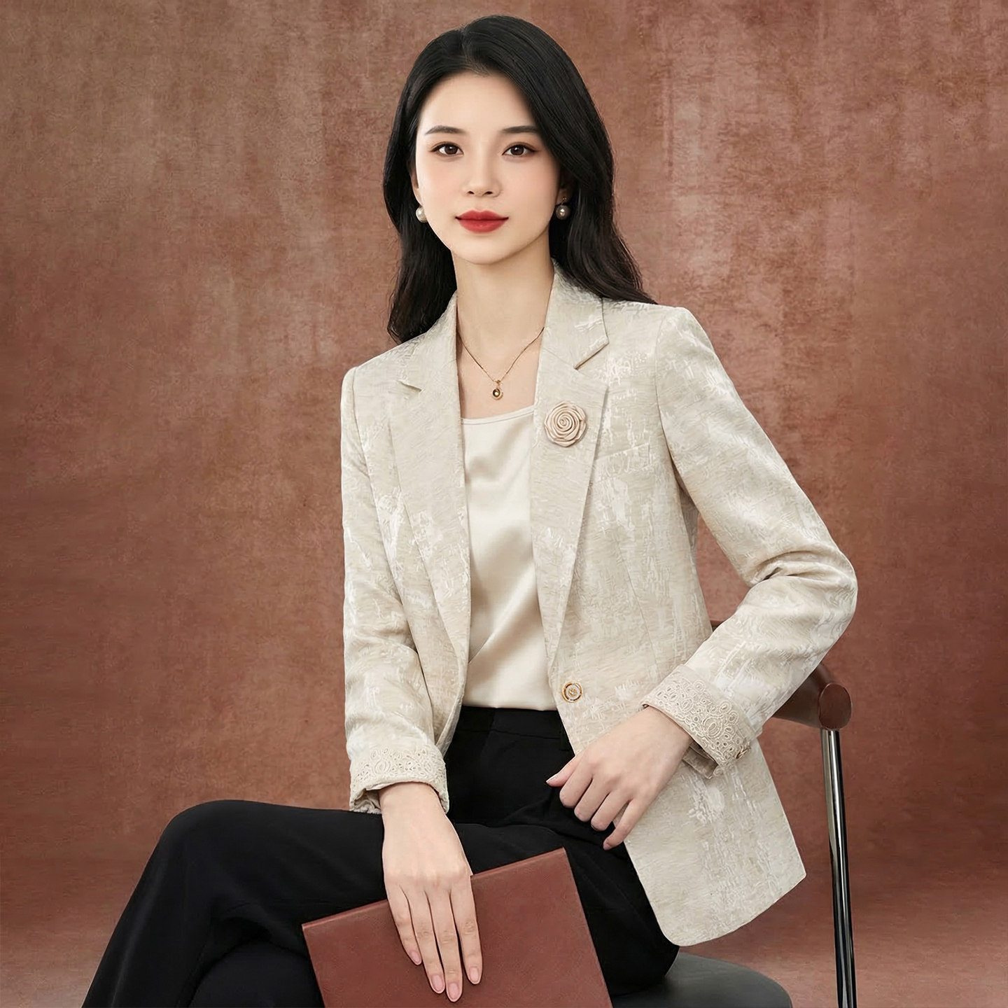 白色亚麻小西装外套女春秋气质名媛高级感小香风西服上衣流行爆款