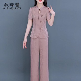 贵夫人时尚品牌洋气减龄两件套装女装2026新款阔太太国风妈妈夏装