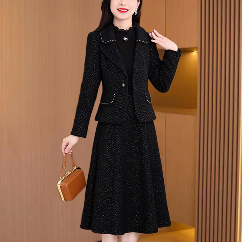 品牌小香风两件套装连衣裙春秋高级感春装一整套妈妈流行名媛爆款