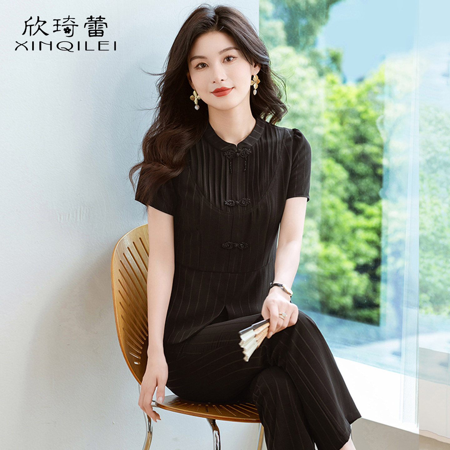 妈妈休闲新中式国风旗袍40到50多岁女装两件套装夏重要场合贵夫人