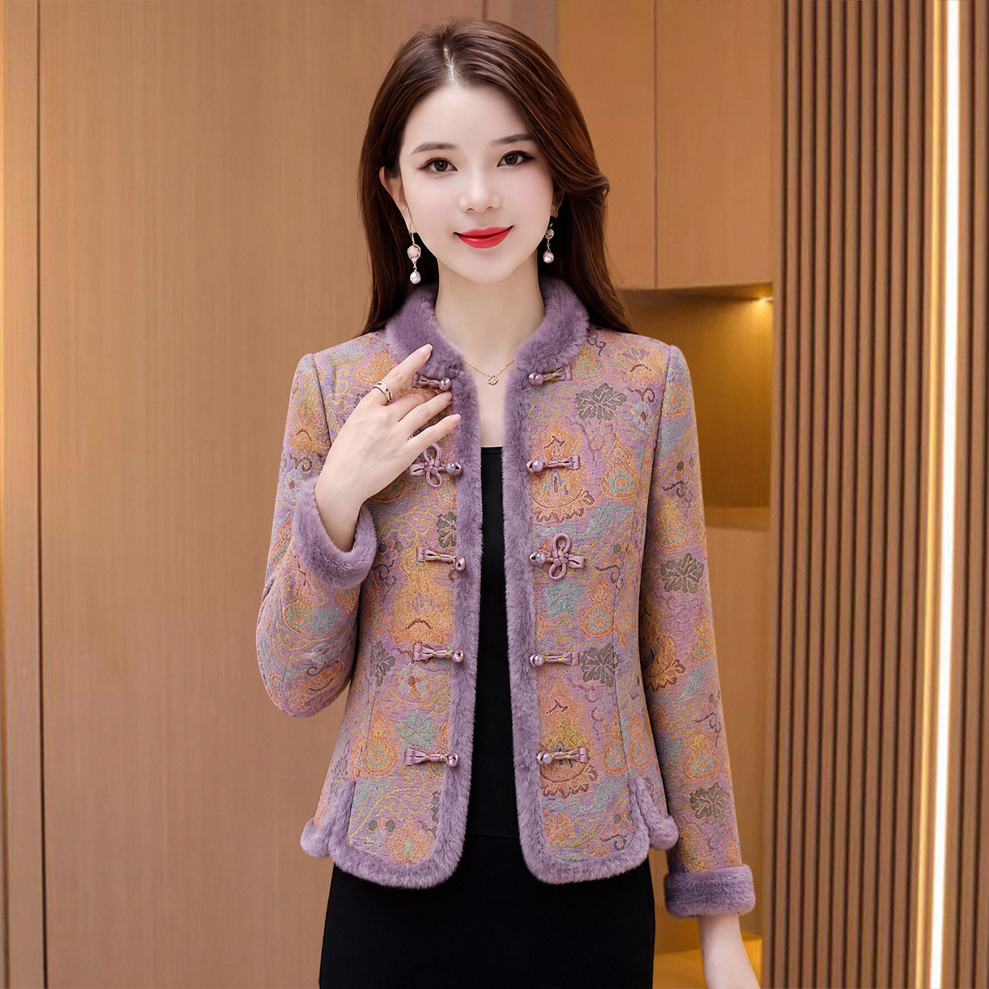 新中式国风短款棉服外套女冬唐装棉衣高端上档次妈妈修身洋气棉袄