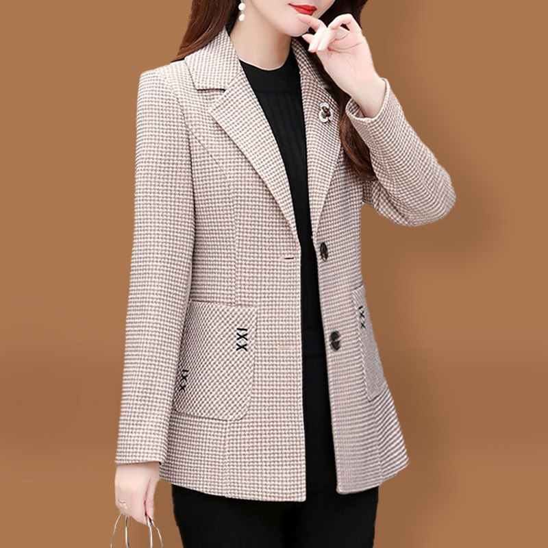 格子小西装外套时尚套装品牌西服