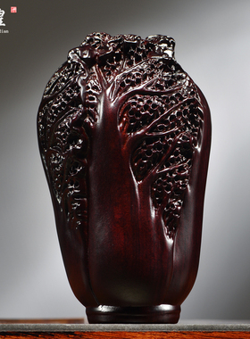 黑檀木雕白菜摆件新中式红木装饰