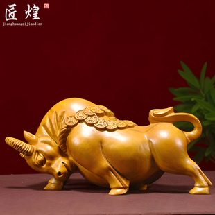 香樟木雕牛摆件实木十二生肖吉祥动物金钱牛家居客厅办公柜台装饰