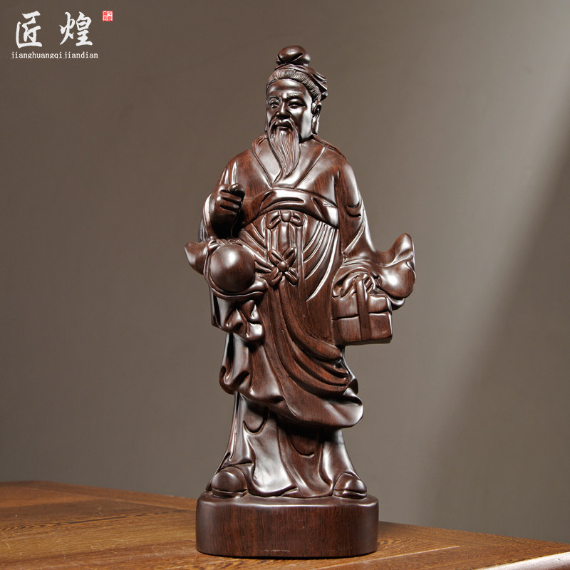 黑檀木雕神医华佗雕像摆件实木