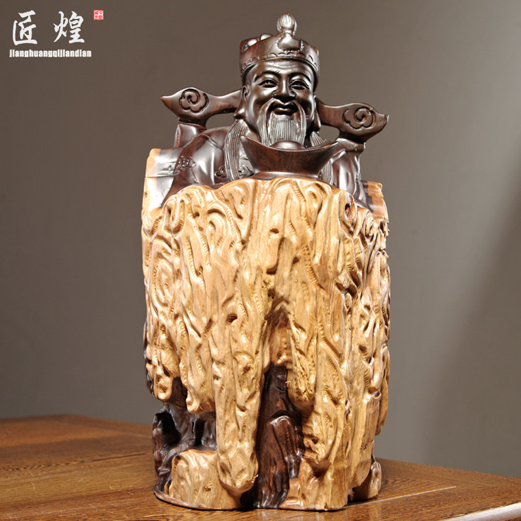 黑檀木雕财神爷佛像摆件实木装饰