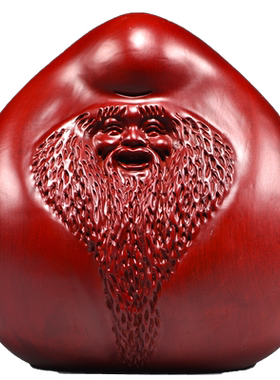 红花梨木雕寿星公寿桃摆件实木