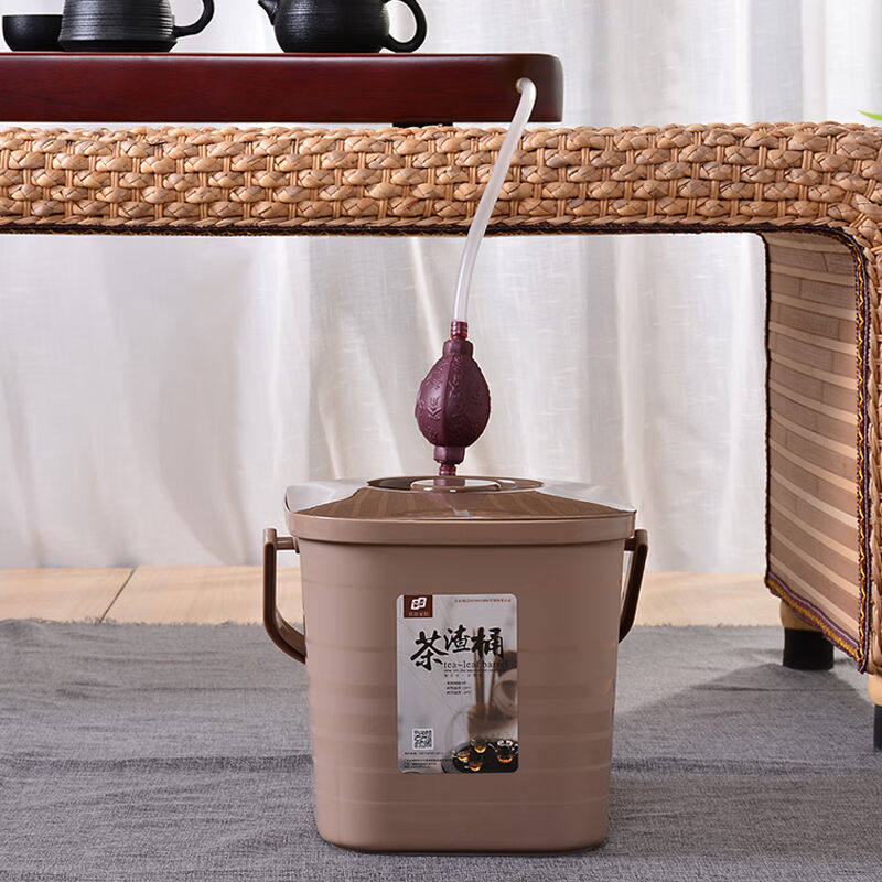 瓷牌茗茶渣桶塑料家用茶水桶茶盘排水桶功夫茶具配件泡茶桶大号方