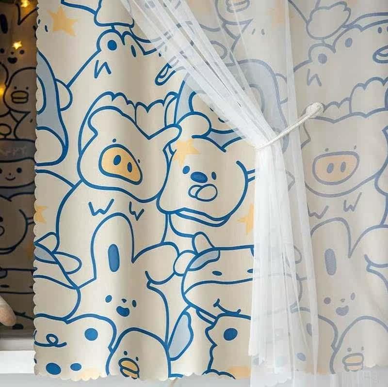 学生床帘宿舍上铺遮光下铺女蚊帐一体式加厚简约寝室日系床幔少女