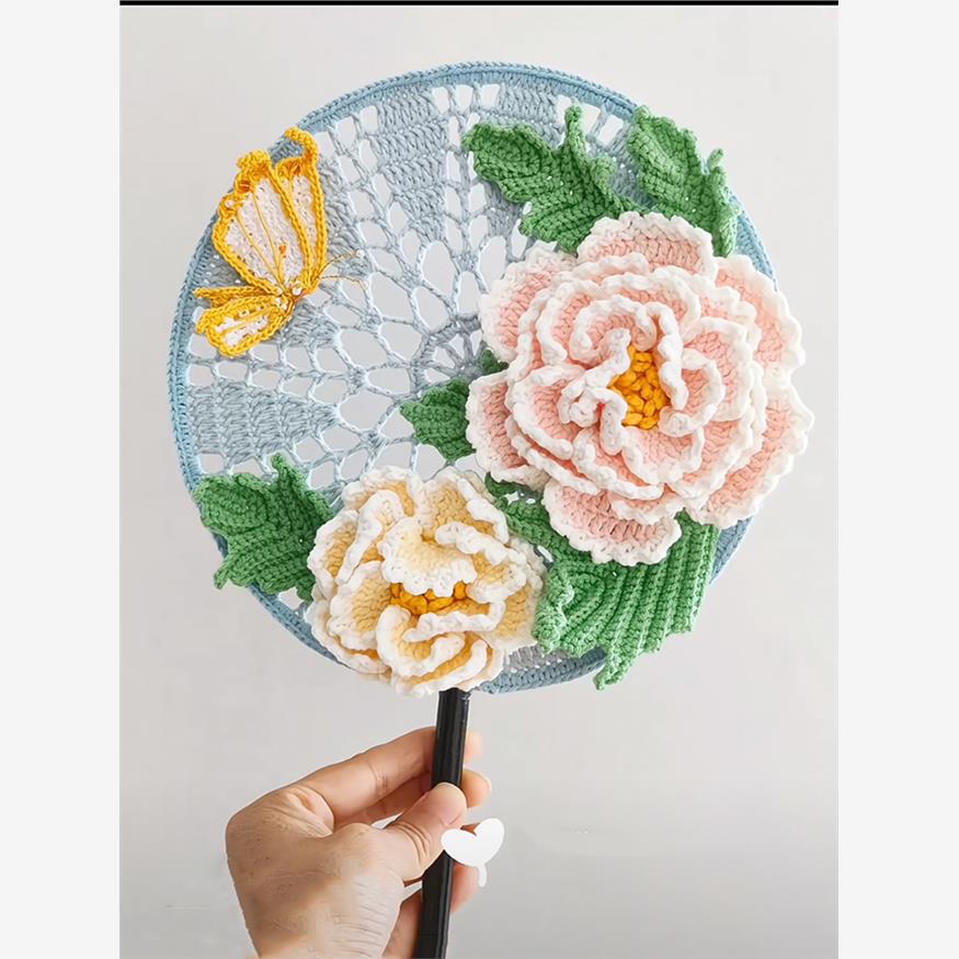 古风立体花朵团扇编织DIY