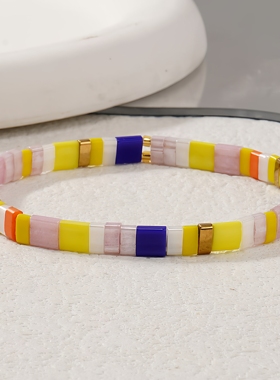 mlgm小众饰品波西米亚风tila珠手链个性气质百搭紫色小手串轻奢女