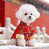 狗狗衣服冬装 新年喜庆唐装 国风泰迪比熊加绒加厚保暖猫咪外出衣服