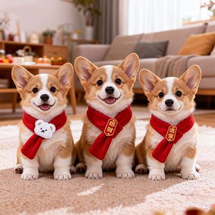 狗狗围巾宠物围脖可爱小配饰猫咪围兜春节新年喜庆过年装扮装饰品