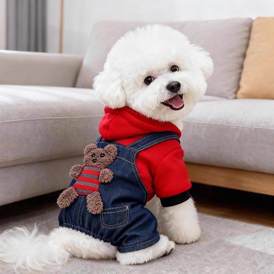 狗狗衣服秋冬季保暖防寒小熊四脚衣泰迪比熊柯基小狗幼犬猫咪衣服