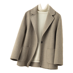 高级新款双面羊绒大衣女中长款秋冬高端时尚小个子短款毛呢外套