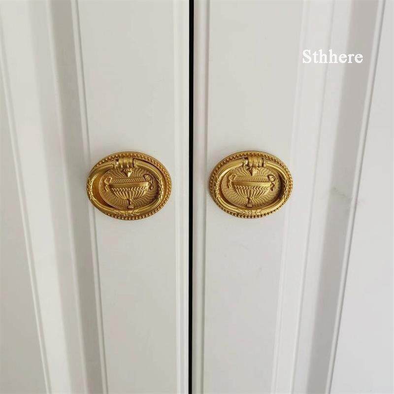 英式欧式美式法式古典古董家具橱柜柜门抽屉复古经典黄铜金色拉手