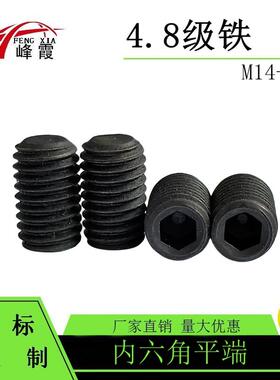 M14X10-M16X10-70发黑GB77内六角平端紧定螺钉无头机米螺丝顶丝