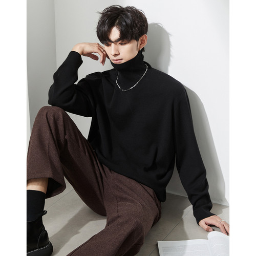 伯爵卓尔加厚黑色打底针织衫