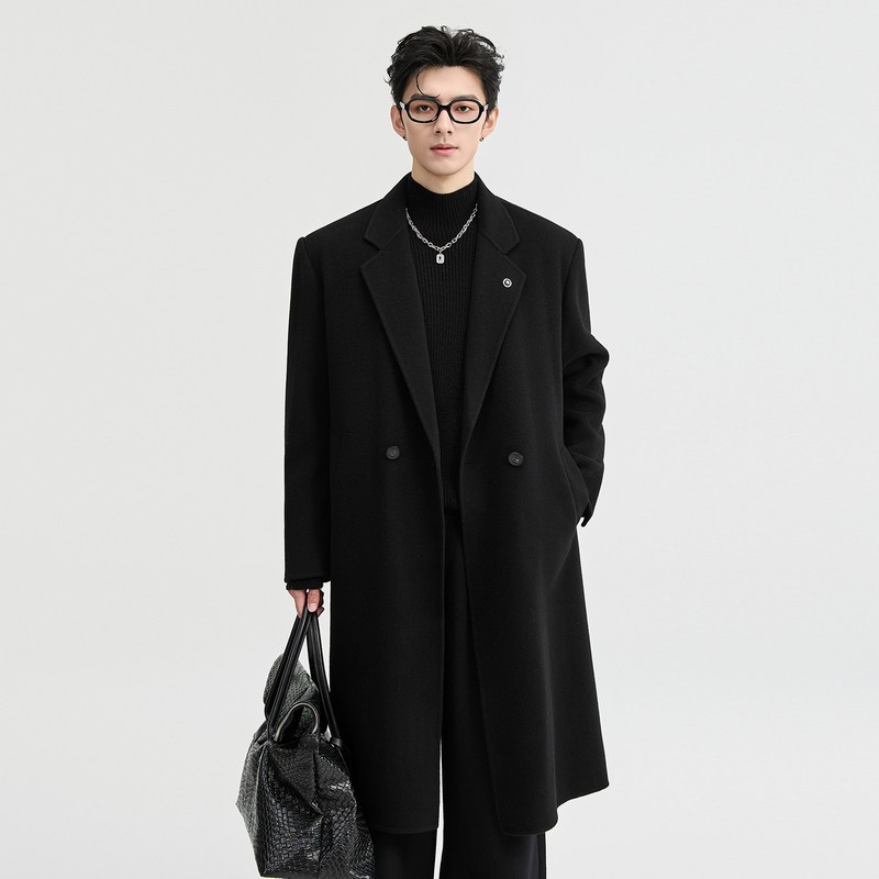 伯爵卓尔2025冬季全羊毛大衣男宽松休闲双面呢长款升温保暖外套