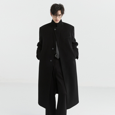 伯爵卓尔奥莱店冬全羊毛双面呢大衣羽绒内胆垫肩款超长款宽松外套