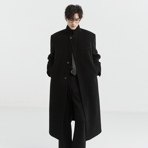 伯爵卓尔奥莱店冬全羊毛双面呢大衣羽绒内胆垫肩款超长款宽松外套