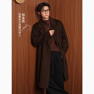 伯爵卓尔2025冬季长款全羊毛鹅绒内胆双面呢大衣男士升温保暖外套