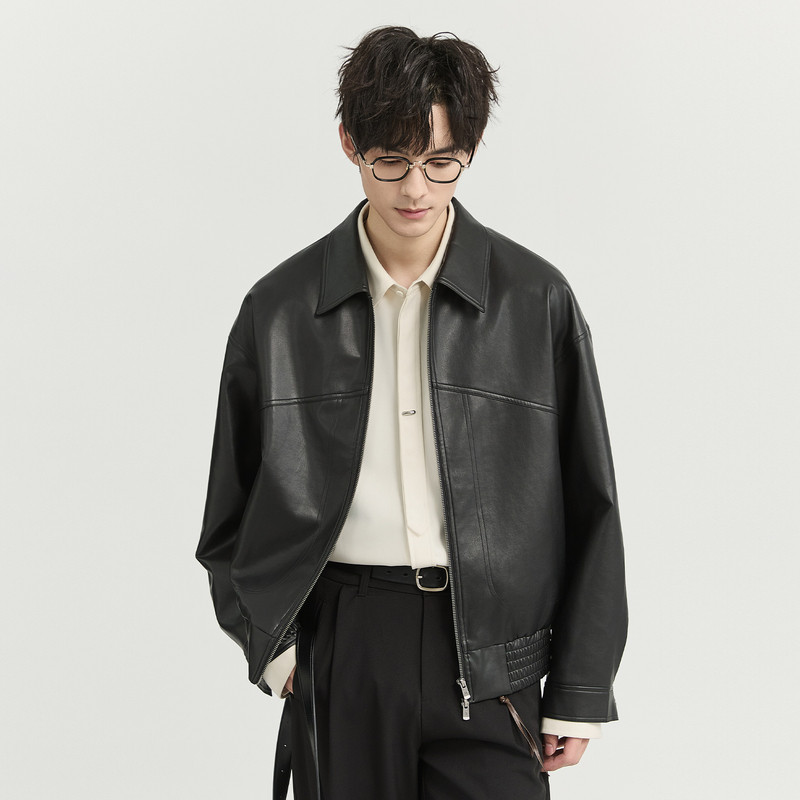 伯爵卓尔outlet奥莱店春秋季男士夹克衫韩版宽松机车风PU皮衣外套