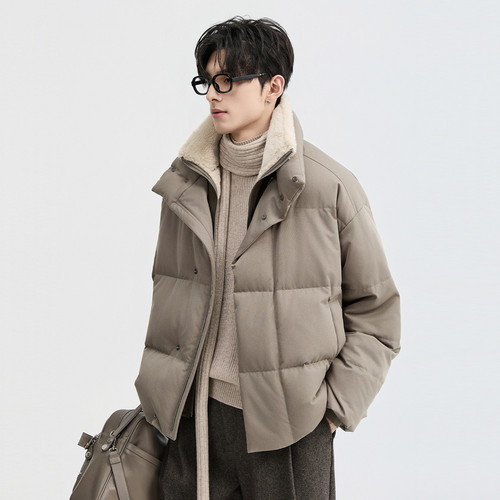 伯爵卓尔25深冬假两件设计短款立领羽绒服男士高克重保暖羽绒外套