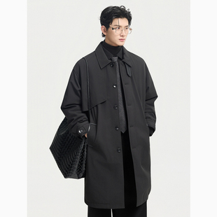 [可拆卸鹅绒服]防风马肯翻领派克那不勒斯风衣冬季中长羽绒外套男