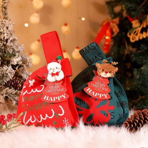 2025新款圣诞节针织袋礼品袋围巾保温杯针织包圣诞伴手礼礼物袋