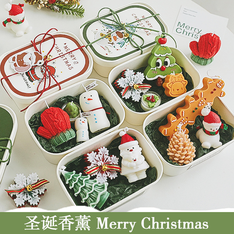 圣诞节伴手礼实用小礼品candle跨境手工香氛蜡烛圣诞香薰蜡烛套装