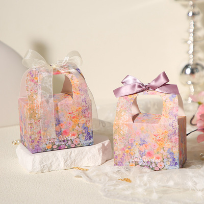 2026新款高级感法式油画风喜糖盒创意手提喜糖袋盒子伴手礼喜糖盒