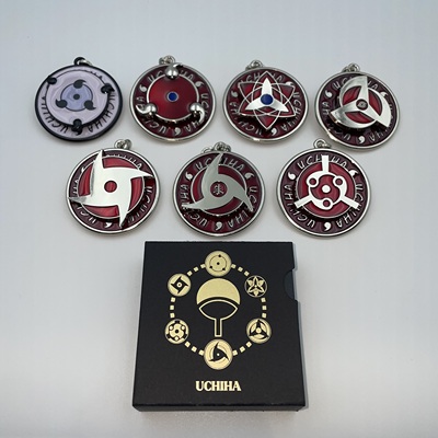 解压小挂件可旋转佐助斑神威万花筒写轮眼钥匙扣金属钥匙扣