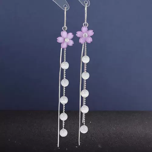 Серьги, серебро 925 пробы, в цветочек, популярно в интернете