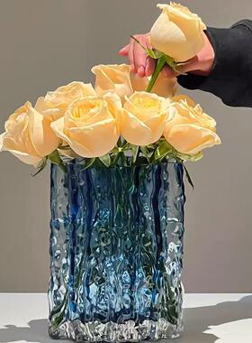 新家的100个快递 冰川纹玻璃花瓶插花客厅玄关摆件水培鲜花装饰瓶
