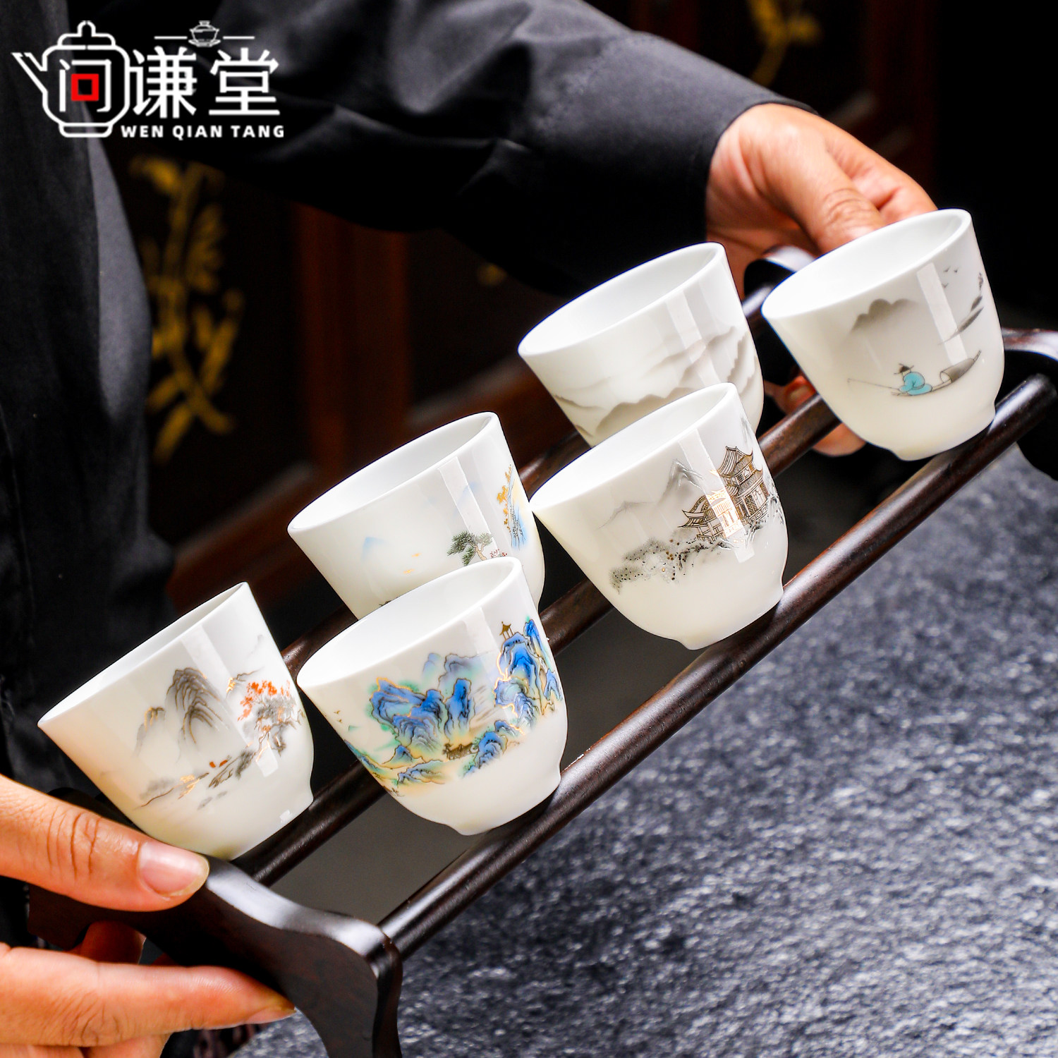 高温白瓷功夫茶小茶杯套装6只家用客人喝茶茶碗茶具杯子羊脂玉瓷图片