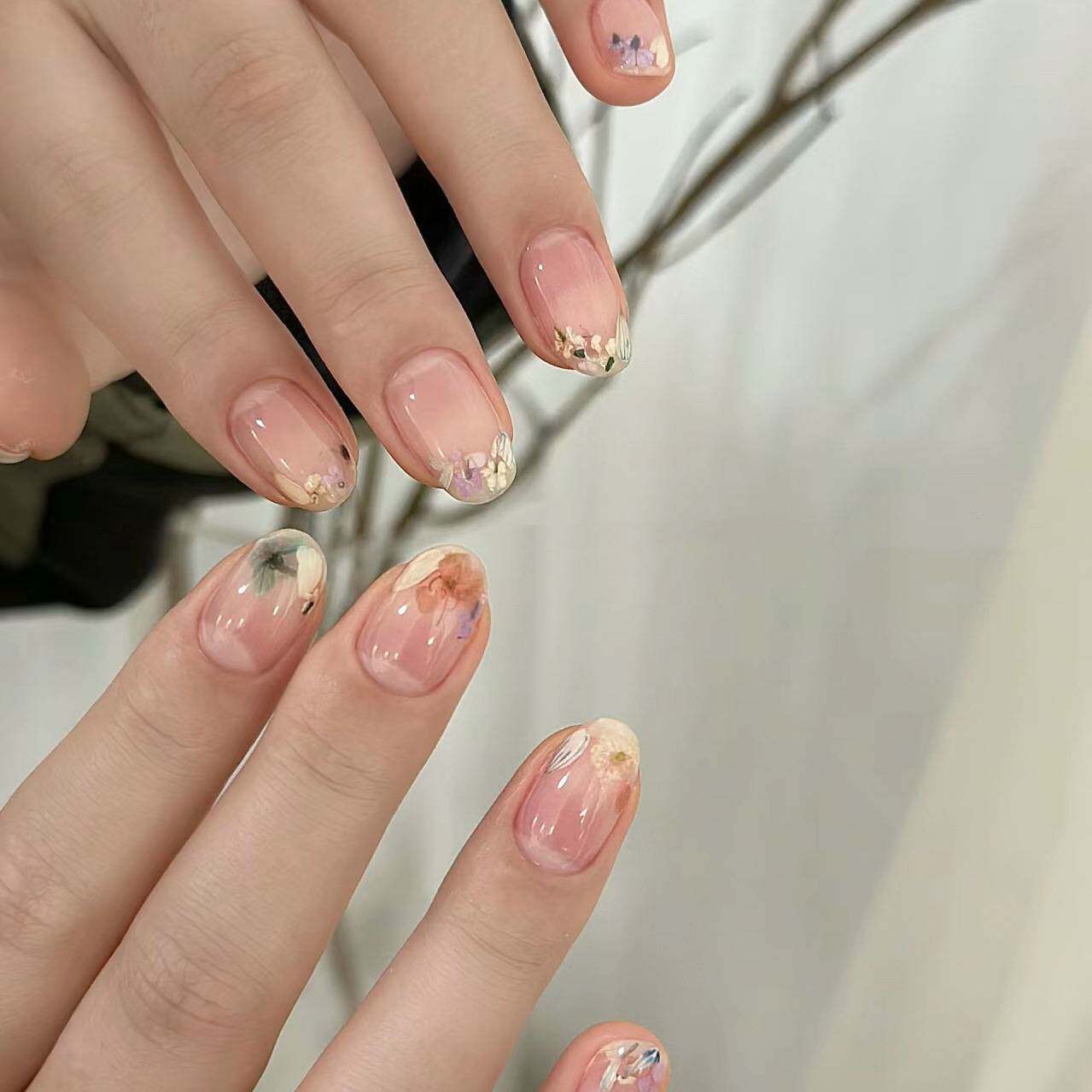 美甲干花莫奈花园油画配色ins碎花素材春夏新品日系混合花瓣饰品