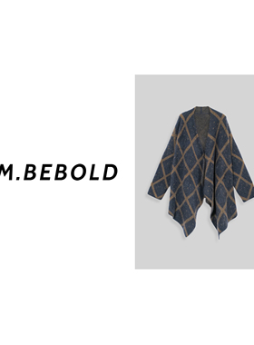 【妙姐精选】初绘 复古菱形格撞色披肩外套TXJJ25855