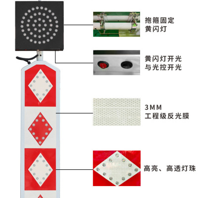 工厂行人优先警示灯 LED频闪爆闪诱导标 反光标志牌太阳能道口标